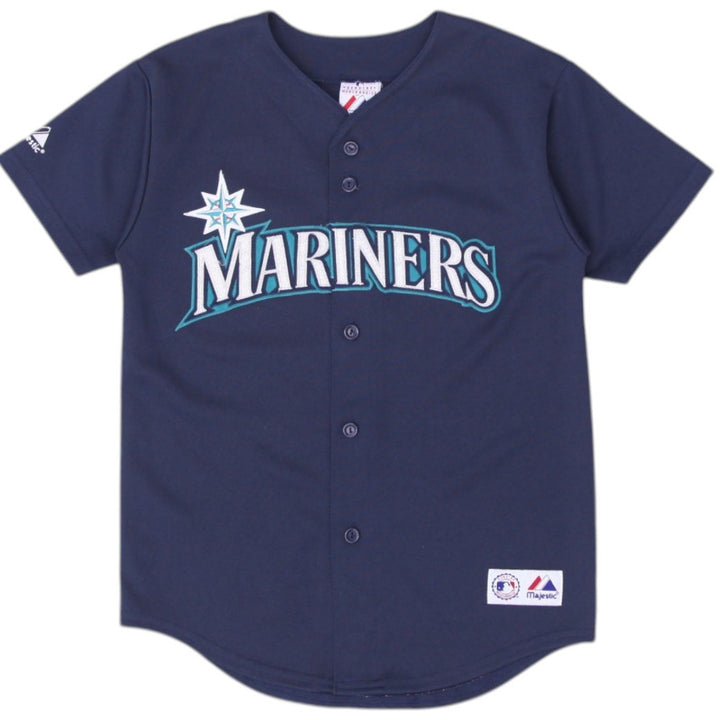 Vintage Youth Boys Majestic Seattle Mariners Navy Blue Ichiro Baseball Jersey M