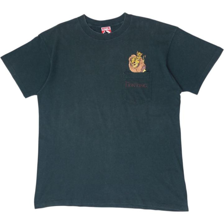 Vintage 90s Mickey Inc The Lion King Mufasa Simba Pocket T-Shirt Size L/XL