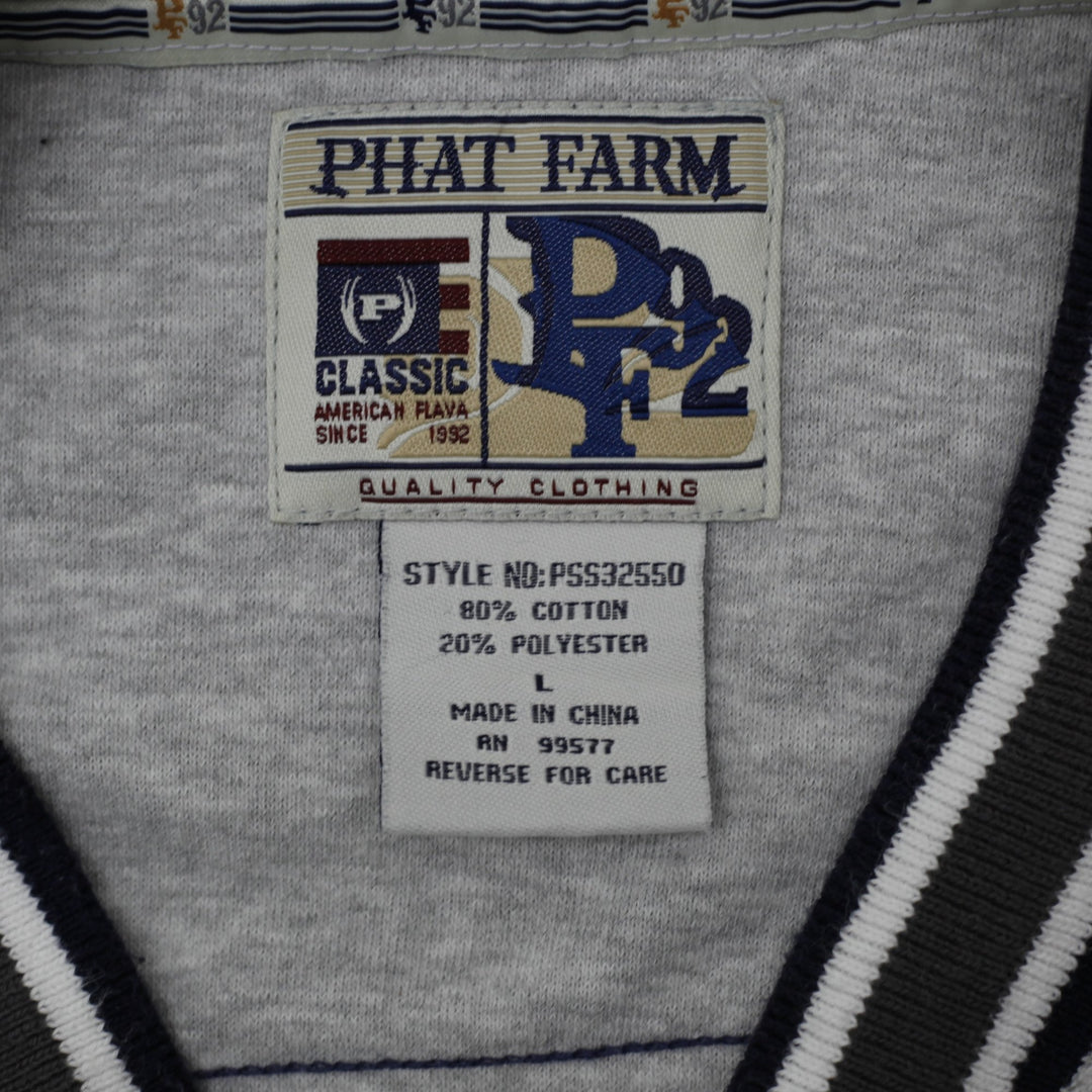 Y2K Mens Phat Farm Polo Gray Checkered Zip Up Velour Jacket L