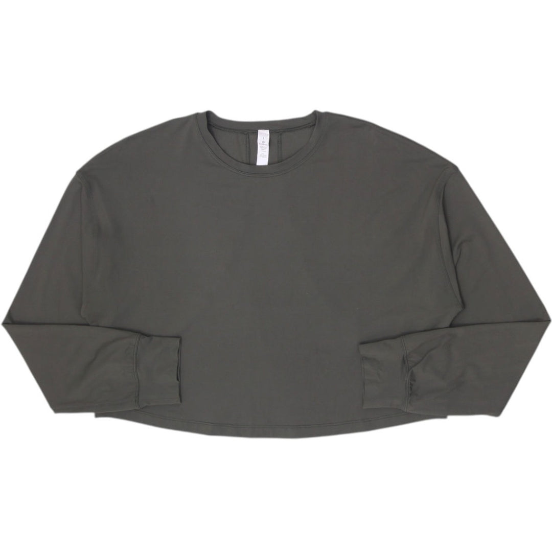 Ladies Lululemon Muscle Love Cropped Long Sleeve T-Shirt Dark Olive Green 6
