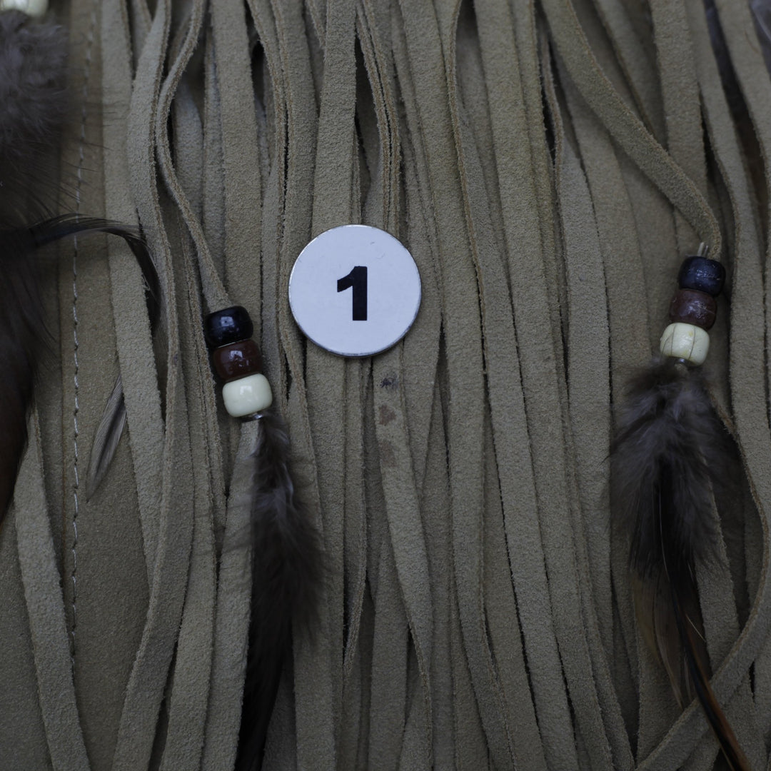 Vintage 70's HB Suede Fringe & Feather Halter Top Made in USA Size M