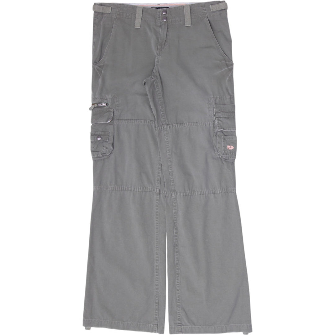 Y2K Ladies Rusty Low Rise Olive Green Cargo Flare Pants Size 12