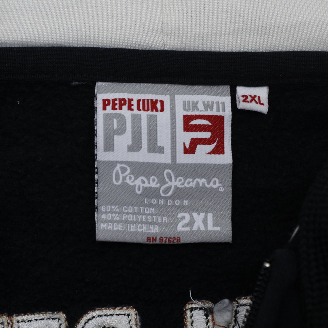 Mens Pepe Jeans Black Heavyweight Zip Up Hoodie Sleeve Jeans 2XL