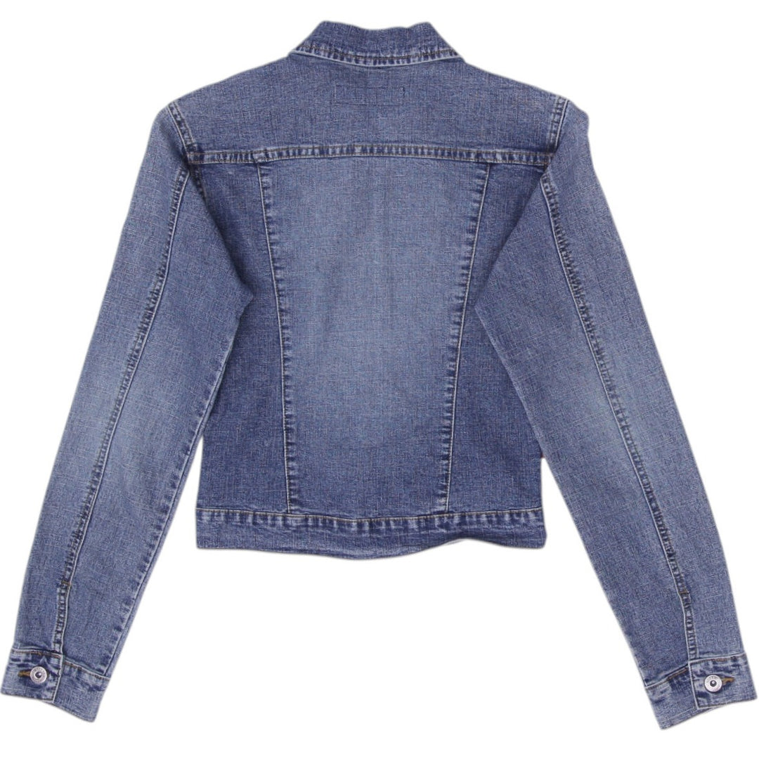 Y2K ladies Stone Fitted Casual Style Denim Jacket Size 5