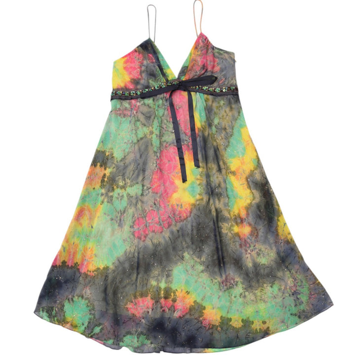 Y2K Ladies Maria Bonita USA Beautifulmind Embellished Tie-Dye Cocktail Dress Size XL
