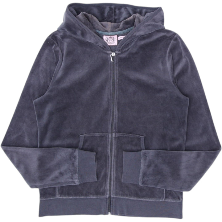Y2K Ladies Juicy Couture Velour Hoodie Gray Crown Embroidered XL