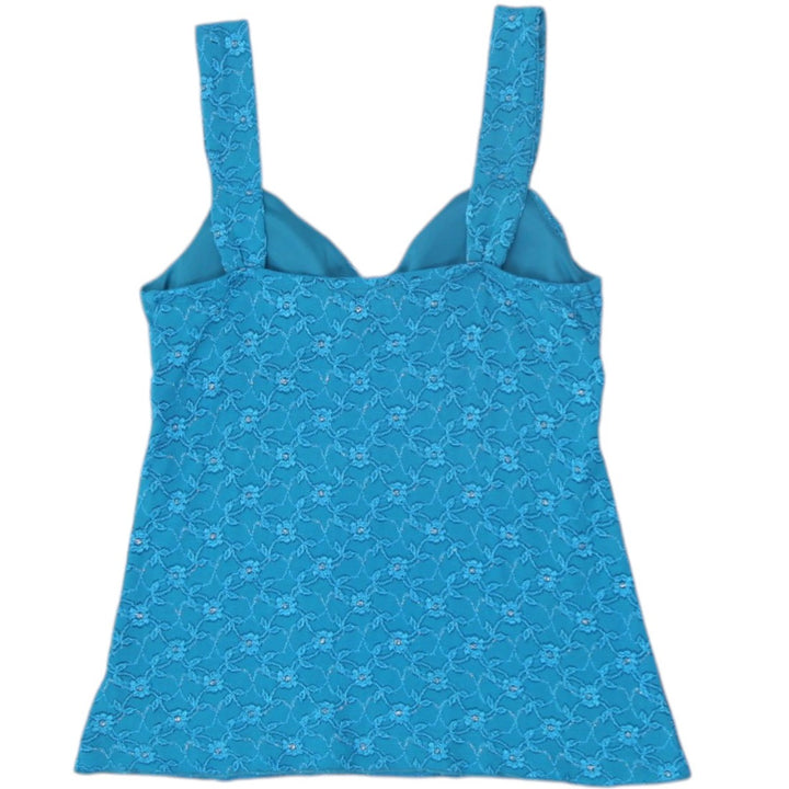 Y2K Ladies B.Wear Lace Tank Top Teal Sleeveless Floral | Migration_Y2K Tops - Side View | Fashion Rerun