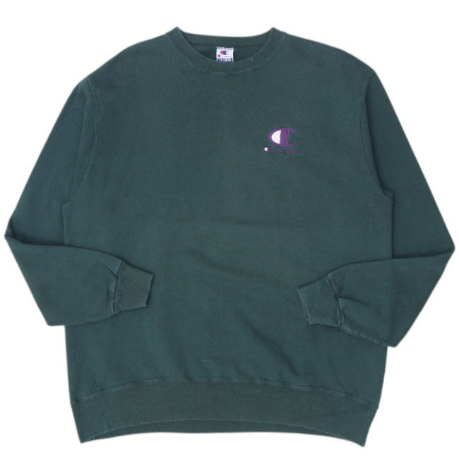 Vintage Mens Champion Sweatshirt Green Embroidered Logo XXL | Migration_Sweatshirt | Fashion Rerun