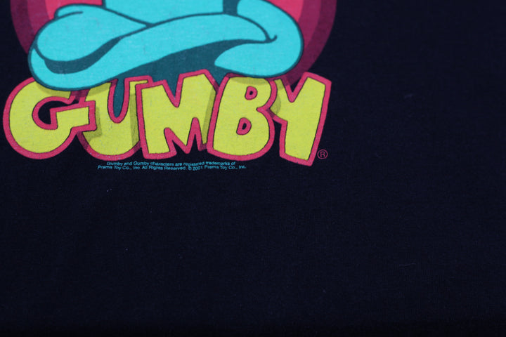 Vintage GUMBY T-Shirt 2001 Prema Toy Co Black All Sport USA Made