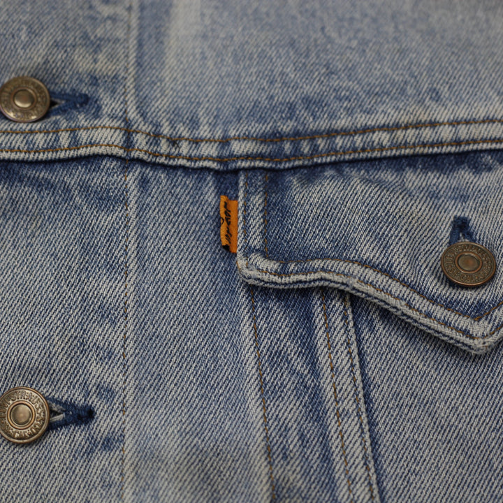Vintage Levi Strauss Trucker Jacket Washed Blue Distressed Denim Size 48