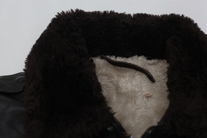 Vintage Collar/Lined Fleece Bomber Leather Jacket - Fashion Rerun Vintage Migration_Jacket