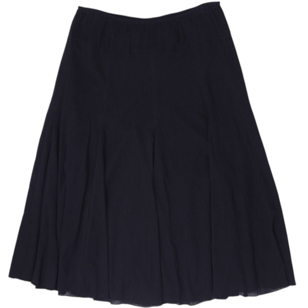 Y2K Ladies Ruby Rd Petite Black Cotton Skirt 12P Midi Lined Elastic Waist