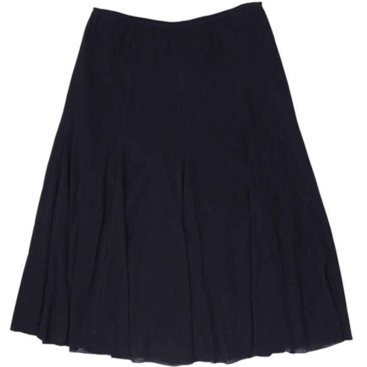 Y2K Ladies Ruby Rd Petite Black Cotton Skirt 12P Midi Lined Elastic Waist