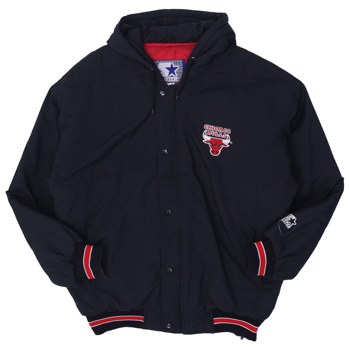 Vintage Chicago Bulls Starter Puffer Hooded Jacket 90s NBA