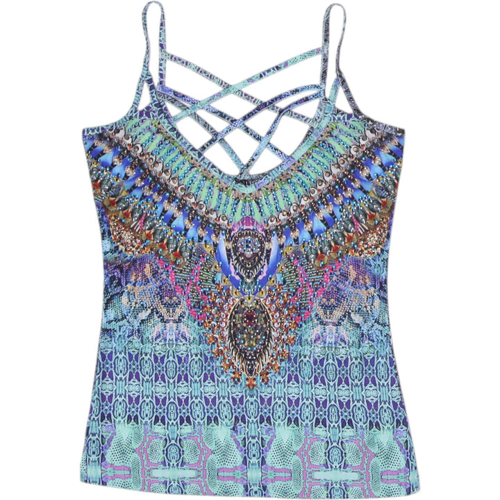 Y2K Ladies Venus Boho Chic Embellished Camisole Top Size XS