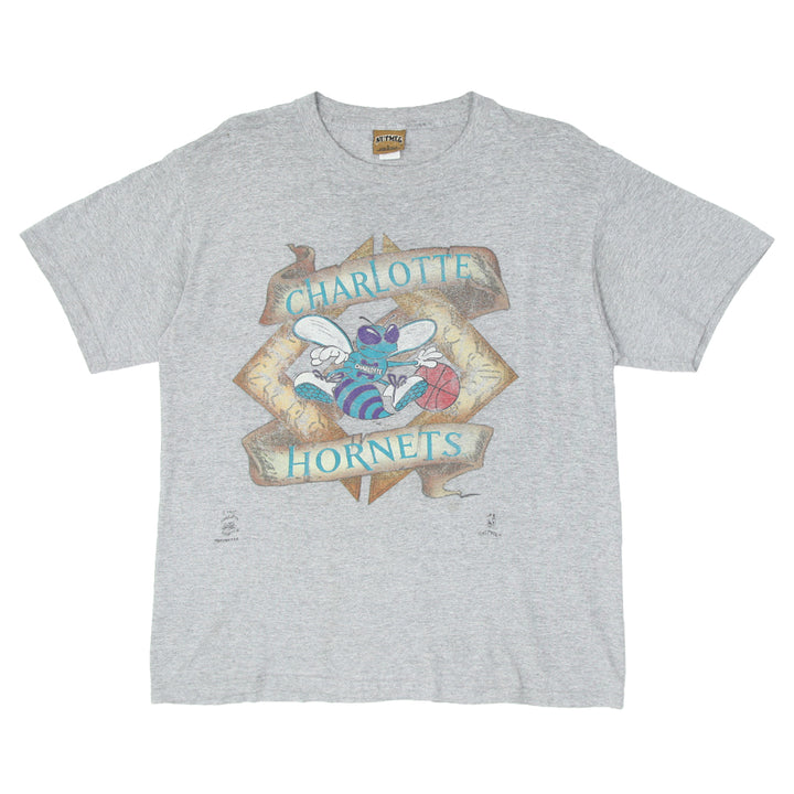 Vintage Charlotte Hornets T-Shirt Made in USA Nutmeg Mills L