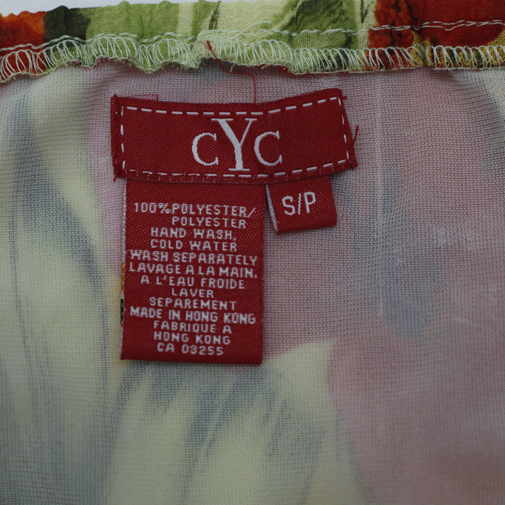 Y2K Ladies CYC Pastel Floral Mesh Ruffle Hem Midi Skirt Size S
