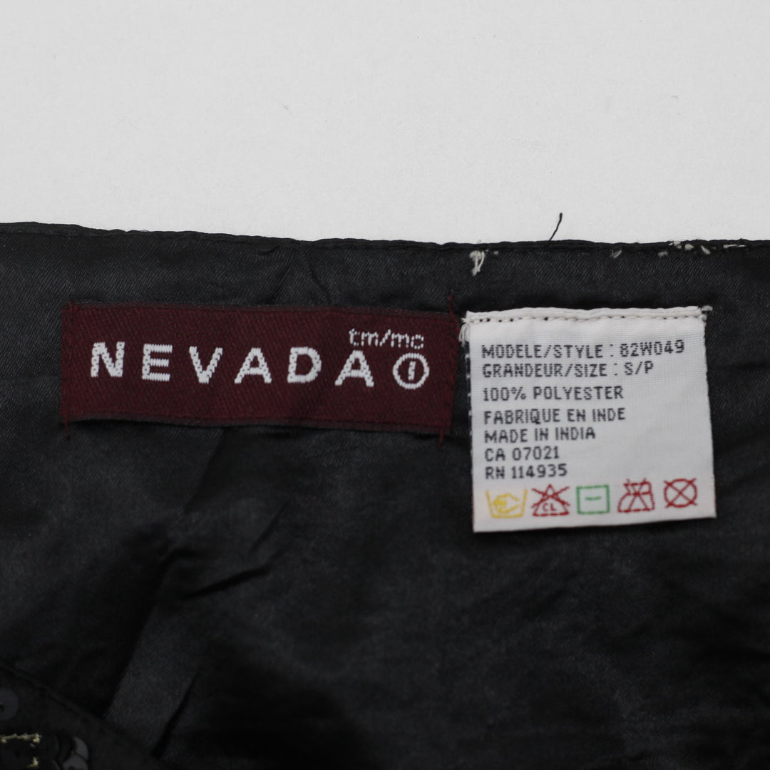 Y2K Ladies Nevada Sequin Waistband Crinkle Tiered Midi Skirt Size S