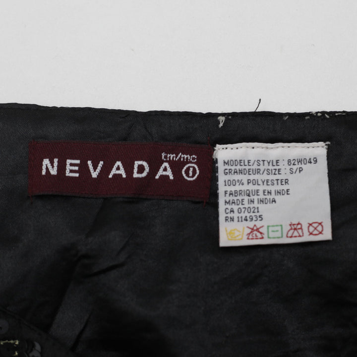 Y2K Ladies Nevada Sequin Waistband Crinkle Tiered Midi Skirt Size S