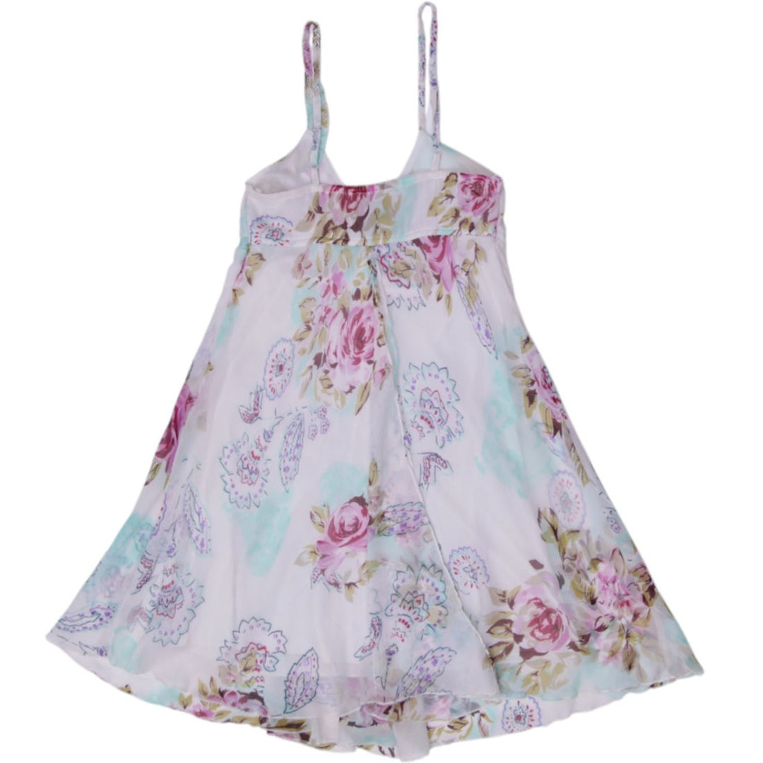 Y2K Ladies Delias Paisley Print Empire Waist Mini Dress White Size 1