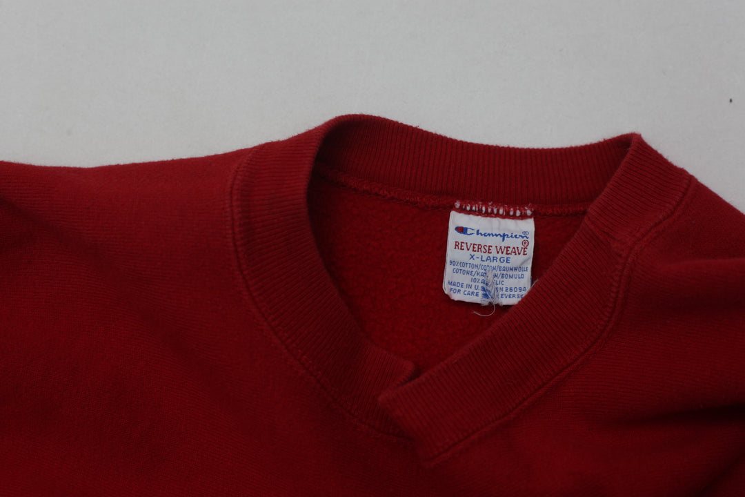 Vintage Champion Reverse Weave Red Sweatshirt | Migration_Sweatshirt JUNEEID20% - Back View | Fashion Rerun