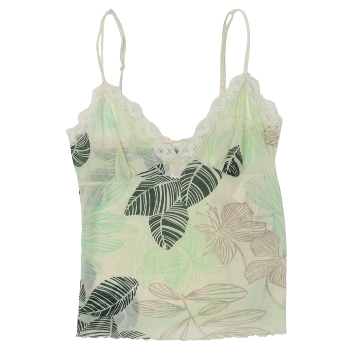 Y2K Mesh Leaf Print Strappy Top