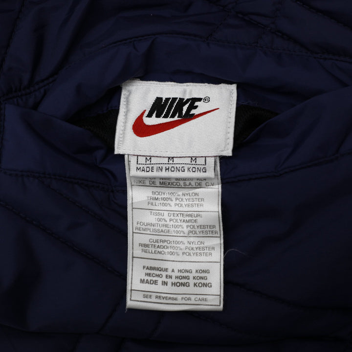 Vintage Nike Puffer Navy Quilted Full Zip Reversible Swoosh Jacket Size M | Migration_Jackets - Back View | Fashion Rerun