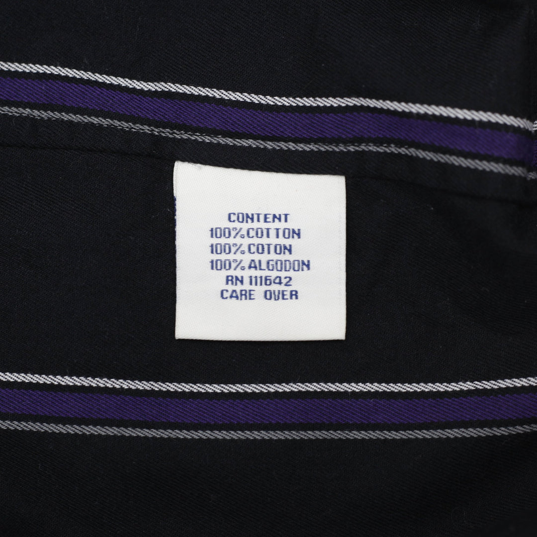 Coogi Gold Button Embroidered Crest Patch Black Purple Stripe Shirt Size XXL | Migration_Shirts - View 6 | Fashion Rerun