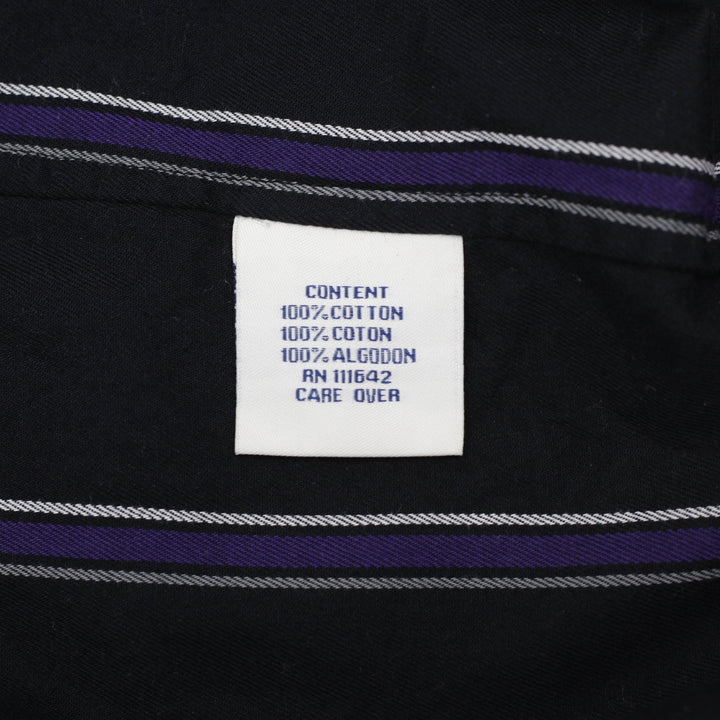 Coogi Gold Button Embroidered Crest Patch Black Purple Stripe Shirt Size XXL | Migration_Shirts - View 6 | Fashion Rerun