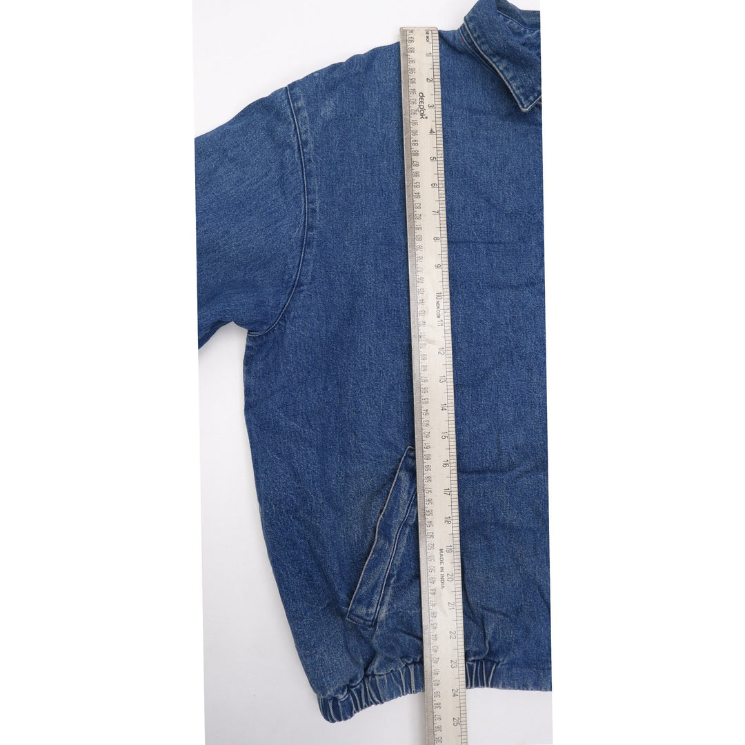 Vintage 90s Polo Ralph Lauren Distressed Denim Zip Harrington Jacket With Red Lining