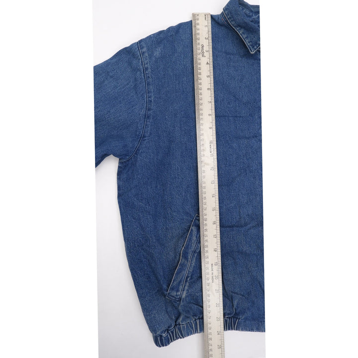 Vintage 90s Polo Ralph Lauren Distressed Denim Zip Harrington Jacket With Red Lining