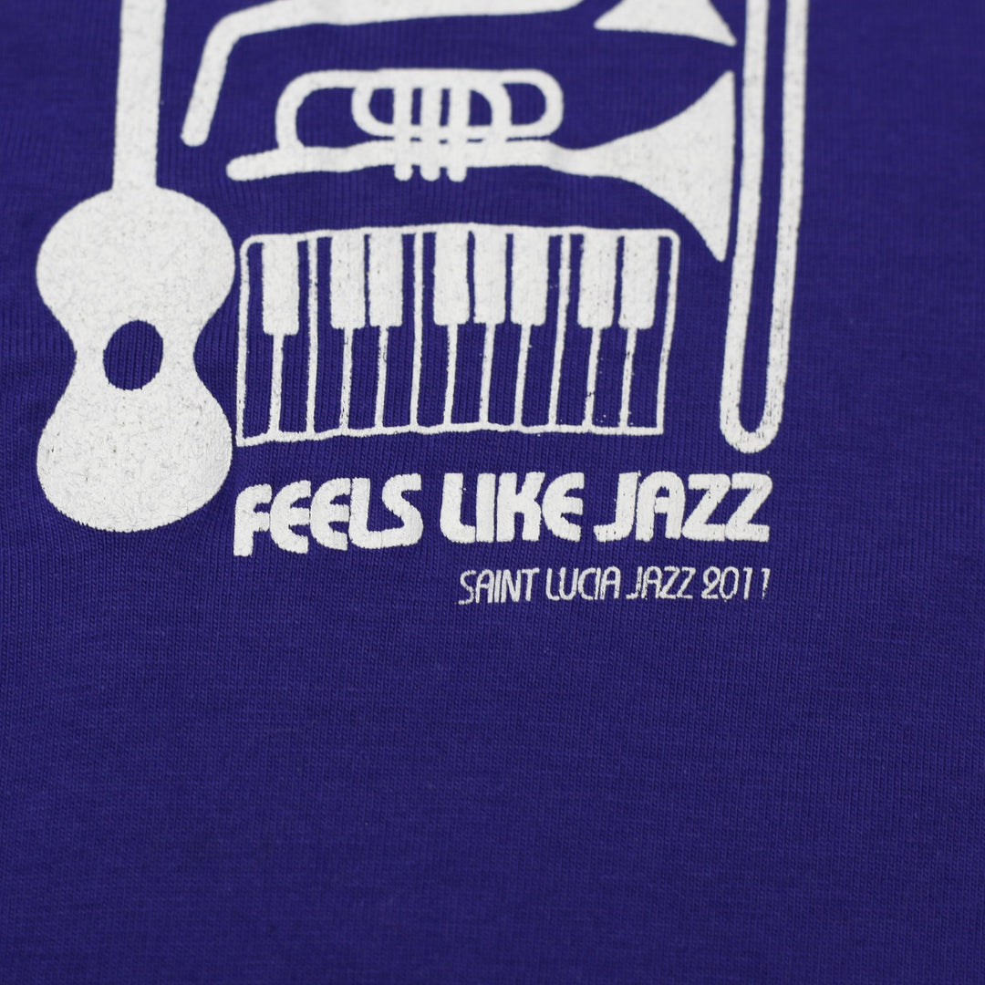 Y2K Ladies YORK Saint Lucia Jazz 2011 Graphic T-Shirt Purple Size S
