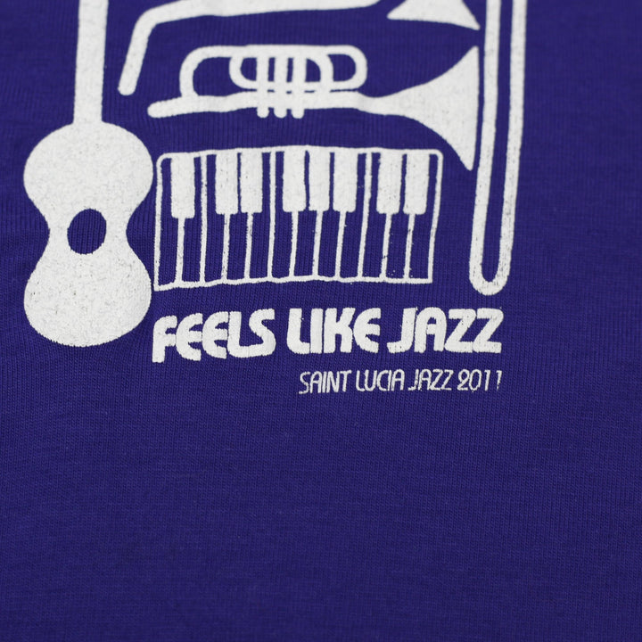 Y2K Ladies YORK Saint Lucia Jazz 2011 Graphic T-Shirt Purple Size S
