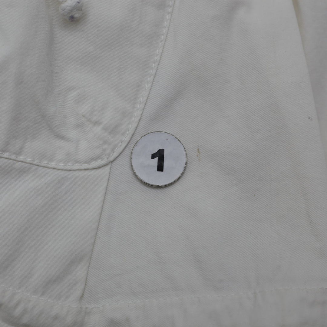 Y2K Ladies Mini Skirt Off White Cotton Pleated Casual
