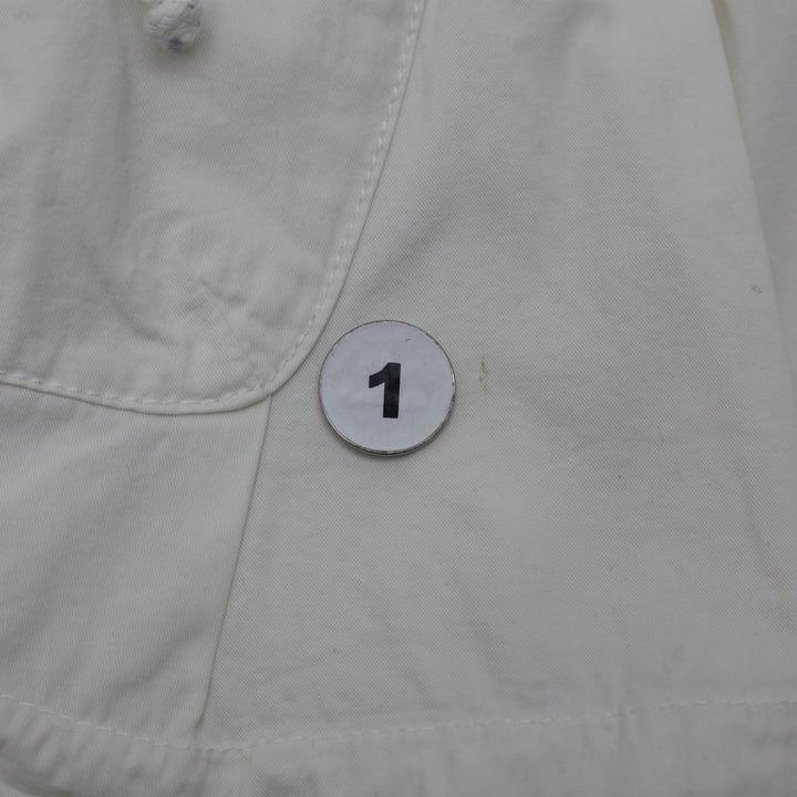 Y2K Ladies Mini Skirt Off White Cotton Pleated Casual