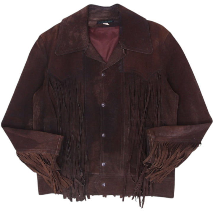 80's Perfect Dark Brown Suede Fringed Leather Antique jackets