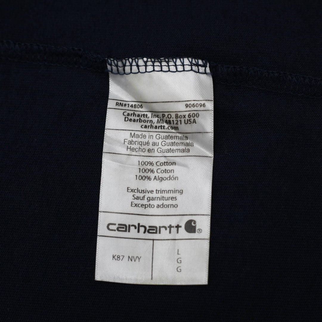 Mens Carhartt Heavyweight K87 Left-Chest Pocket T-Shirt Navy Blue Size L