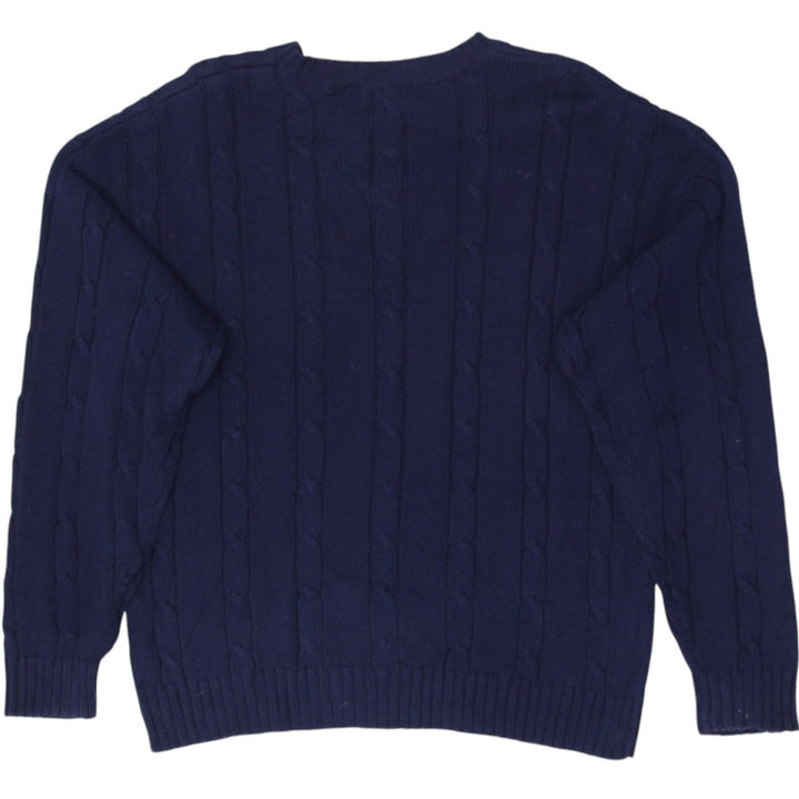 Vintage IZOD Sweater Navy Cable Knit 100% Cotton Pullover | Migration_Sweaters - Side View | Fashion Rerun