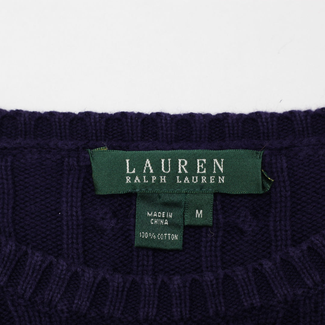 Ladied Ralph Lauren Cable Knit Crewneck Sweater Size M