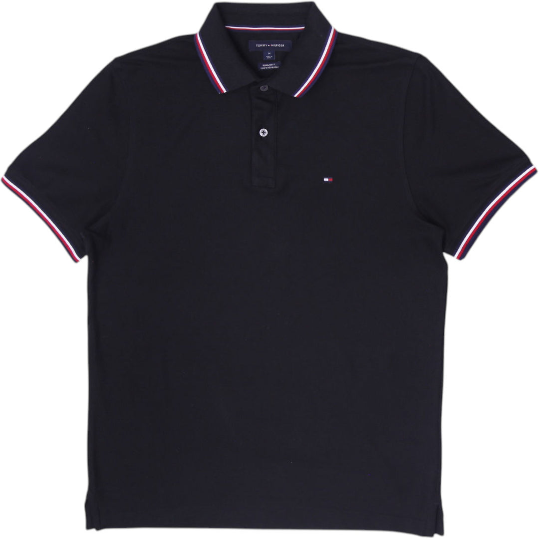 Mens Tommy Hilfiger Regular Fit Black Polo T-Shirt Size M