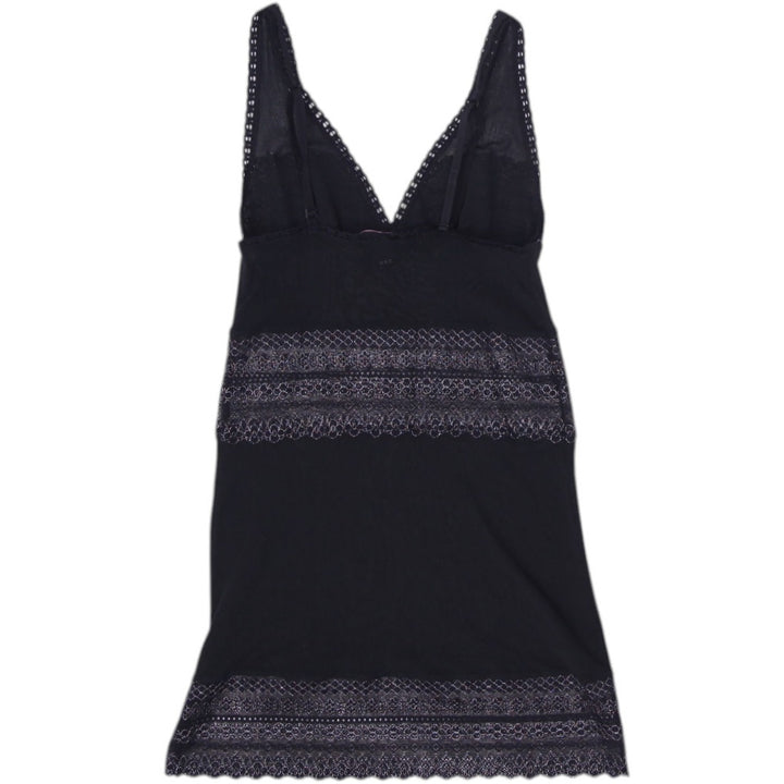 Y2K Ladies Black Lace Chemise Sleeveless Nightwear Dress Size S | Migration_Dresses - Side View | Fashion Rerun