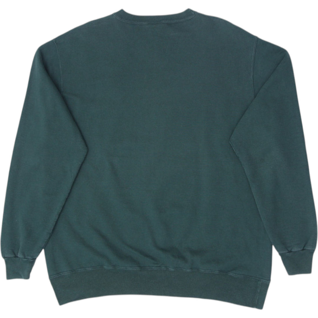 Vintage Mens Champion Sweatshirt Green Embroidered Logo XXL | Migration_Sweatshirt - Side View | Fashion Rerun