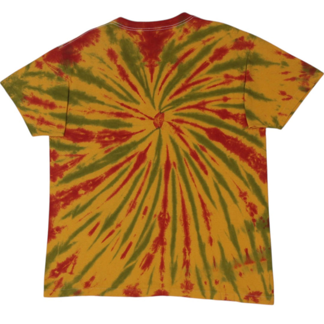 Vintage Anvil Tie-Dye Jamaican Tie Dye Drumming Print T-Shirt Made In USA XL | Migration_T-Shirts - Side View | Fashion Rerun