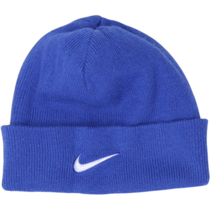 Mens Embroidered Nike Logo Blue Knitted Cuff Beanie