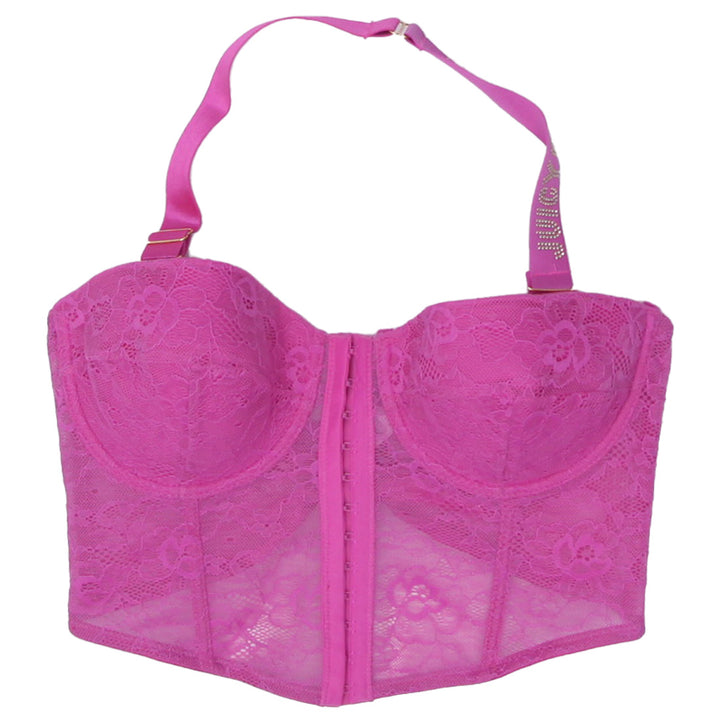 Y2K Ladies Juicy Couture Front Hook Lock Halter Lace Top - Fashion Rerun Vintage Migration_Tops