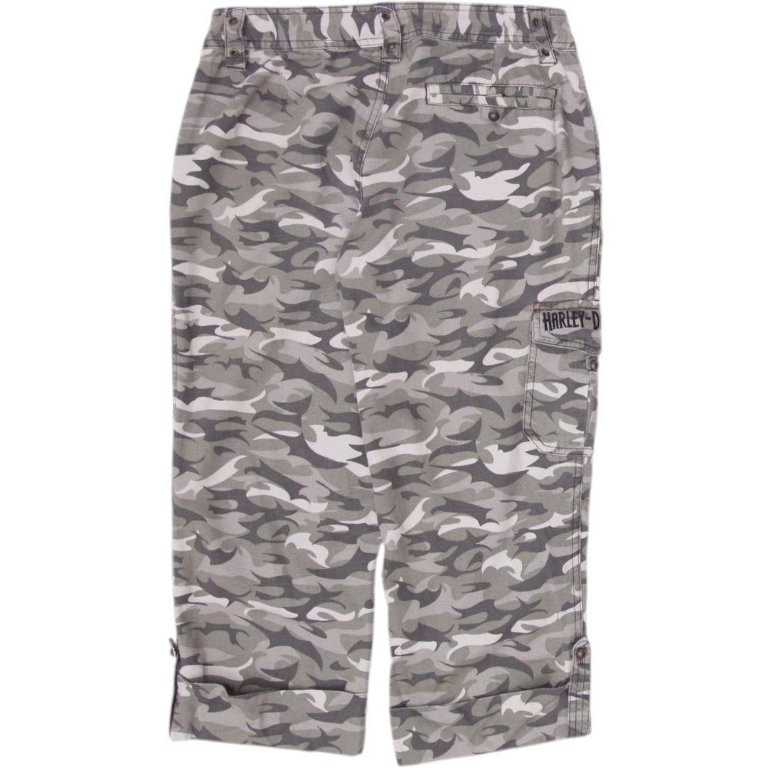 Ladies Harley Davidson Camouflage Cotton Workwear Utility Cargo Pants Size 6