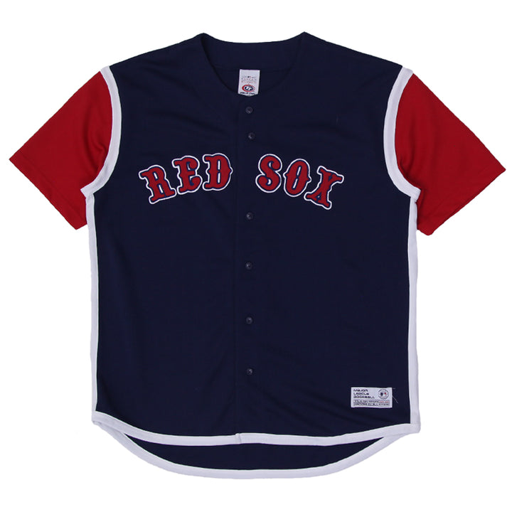 Mens Boston Red Sox Jersey Blue Red Spell Out Sewn Embroidered