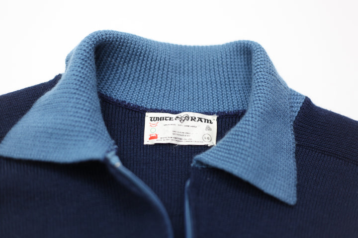 Vintage White Ram Campbell Virgin Wool Full Zip Sweater
