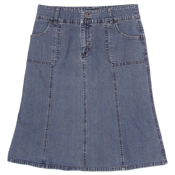 Y2K Ladies Contrast Jeans Denim Midi Skirt