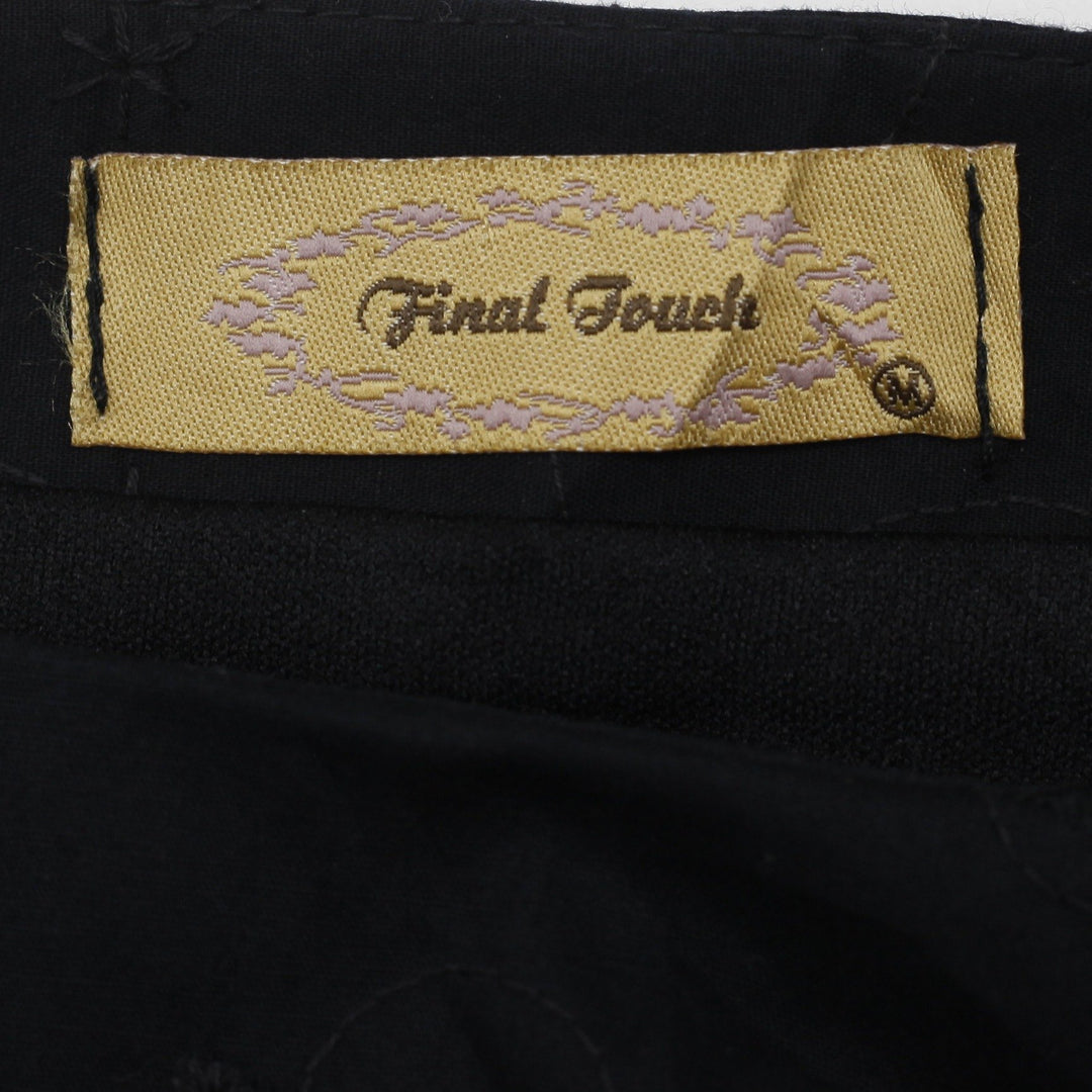 Y2K Final Touch Black Eyelet Embroidery Tie-Waist A-Line Flare Midi Skirt Size M